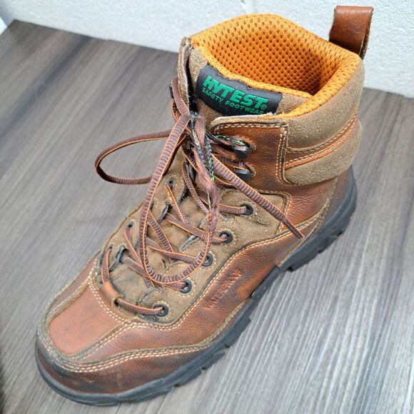 Hytest Steel Toe Boots. Brown Leather Lace Up Safty Shoes Men's Size 7 Wide - Picture 10 of 10